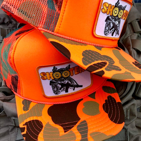 "Shooters" Orange Camo Hunting Trucker Cap