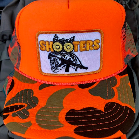 "Shooters" Orange Camo Hunting Trucker Cap