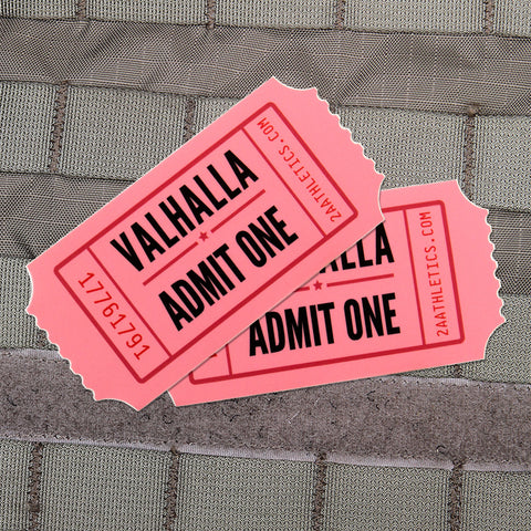 Average Size Valhalla Admit One Stickers